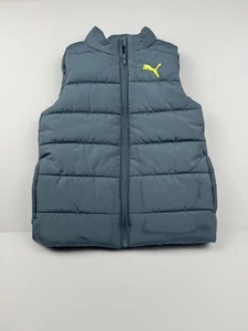 Puma Puffer Vest Blueish Yellow Logo Size Youth xSmall 5-6 Zip Pockets - Picture 1 of 13