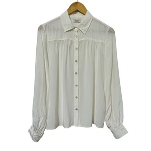 Camicia donna AYR New Age misto seta con bottoni taglia M bianca classica semi trasparente - Foto 1 di 8