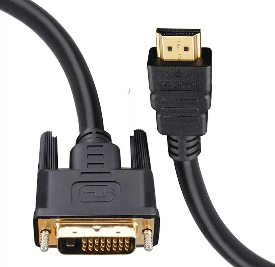 HDMI to DVI Cable 2M DVI-D 25 Pin (24+1pin) Dual Link HDMI PC Monitor TV Lead UK - Image 1 of 1