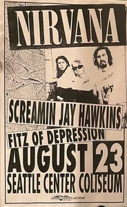 1992 Nirvana Screamin Jay Hawkins Concert Poster 11X17 Reproduction Print - Picture 1 of 3