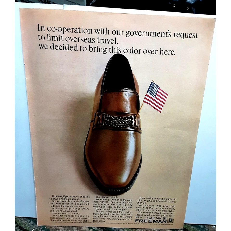 Zapatos Char-Tan by Freeman 1968 anuncio impreso original años 60 Foto 1 de 1