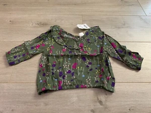 Camicia blusa Crazy 8 bambino bambina manica 3/4 tessuto taglia 2T margherita oliva - Foto 1 di 3