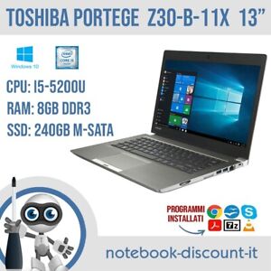Toshiba Portégé Z30-B-11X  Notebook 13"  Cpu i5-5200u Ram 8gb DDR3  M-Sata 240Gb