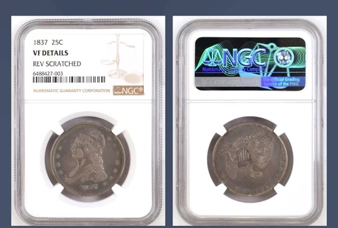 1837 25C Capped Bust Quarter Dollar VF DETAILS NGC (079) Cover