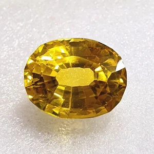 Natural Yellow Ceylon Sapphire 24 Ct Oval Shape Faceted Certified Gemstone - Picture 1 of 7