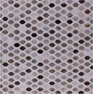 10 Fuß Quadratisch Handgenäht Natürliches Kuhfell Teppich - C1292 - Bild 1 von 6