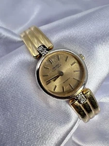 Vintage Gold Tone Lassale Seiko Bangle Diamond Cuff Watch Dainty Petite Cute - Picture 1 of 16