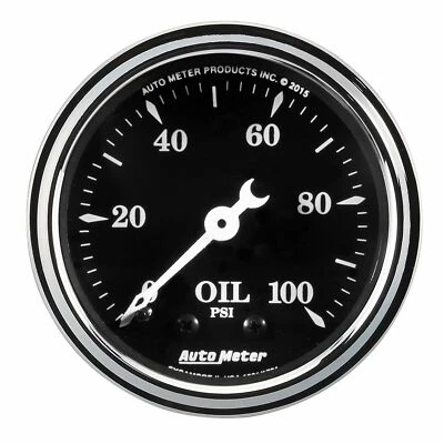 AutoMeter 2-1/16" Oil Pressure 0-100 PSi Mechanical Old Tyme Black 1721 - Image 1 of 3
