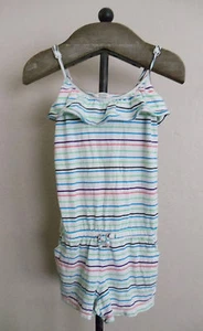 AMERICAN EAGLE 77 KIDS~GIRLS STRIPED RUFFLE SPAGHETTI STRAP ROMPER~M 10~EUC - Picture 1 of 3