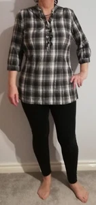 Blouse Size 12 Cherokee Checkered Used VGC Cotton Quirky Boho Hippie Holiday - Picture 1 of 3