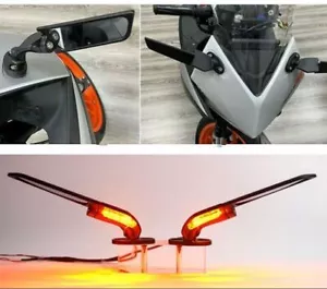 Wing Rearview Side Mirrors LED Turn Signal For Suzuki GSXR 600 750 1000 GSX1000 - Foto 1 di 12