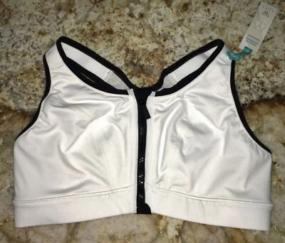 LIVI ACTIVE Medium Impact WHITE Front Zip Hook Racerback Sports Bra 36C 38D 40D - Image 1 of 4