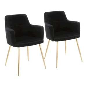 LumiSource Andrew Chair, Set of 2, Gold Metal/Black Velvet - CH-ANDRWAUVBK2 - Picture 1 of 1