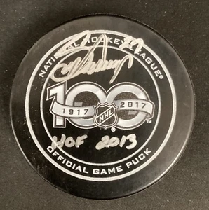 Scott Niedermayer Signed Puck 100th Anniversary Hockey Autograph JSA HOF 13 Duck - Picture 1 of 2