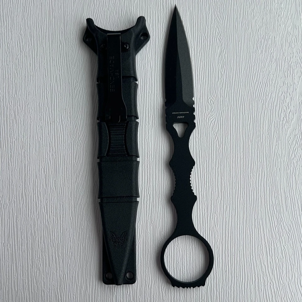 Benchmade SOCP Dagger 176BK Fixed Blade Knife, Coated Finish, Black Handle sheat - Image 1 of 4