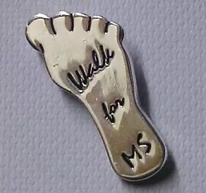 Walk For MS Lapel Pin Multiple Sclerosis Awareness Foot Silver Plated Tac New - Picture 1 of 6
