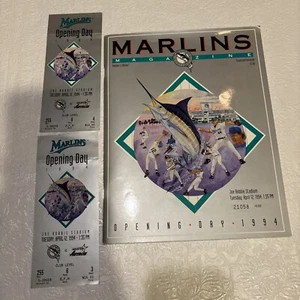 Marlins Opening Day Magazine Program1994 with 2 Game Tickets - Picture 1 of 7