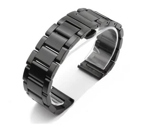 Heavy Duty Black Solid Stainless Steel Watch Band Strap For (Fit) Breitlin- - Picture 1 of 2