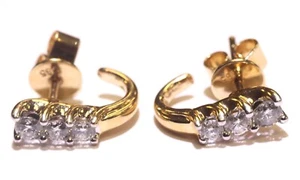 14k Gelbgold 0,36cttw SI2-H J-Creolen Diamant Ohrringe 2,9g Nachlass Vintage - Bild 1 von 14