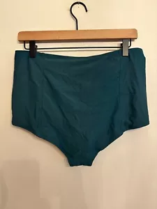 J Crew Full Coverage High Rise Bikini Bottoms Lot of 2 Pairs Black Green Sz L - Picture 1 of 6