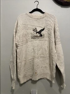 Maglione vintage Croft & Barrow uomo XLT anatra ricamato natura - Foto 1 di 7