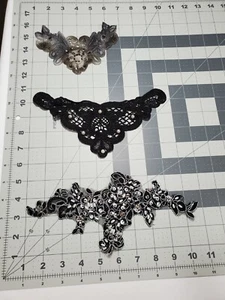 Lot of 3 Lace Designer Patch 3D Embroidered Sew/Glue On Applique - Picture 1 of 10