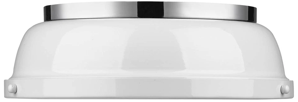 Lámpara de techo Duncan 14" de ancho cromada con pantalla blanca Foto 1 de 1