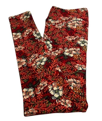LuLaRoe Leggings TC Tall Curvy Autumn Fall Floral Orange MAGNOLIA Leaves Casual - Image 1 of 4