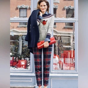 Talbots Women's Size 6 Plaid Hampshire Ankle Pants Wool Blend Zipper Holiday NEW - Picture 1 of 10