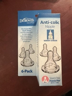 Paquete de 6 pezones anticólicos Dr Browns flujo natural nivel P flujo más lento Foto 1 de 2