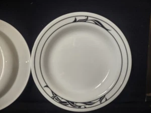 Corelle x 2 LYRICS Bowl Flat Rim Pasta Soup Black Tulip Floral Spray (lot 2791c) - Picture 1 of 10