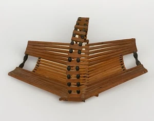 Mid-Century Modern Folding Bamboo Wood Fruit Basket/Bowl,Vintage,MCM - Picture 1 of 6