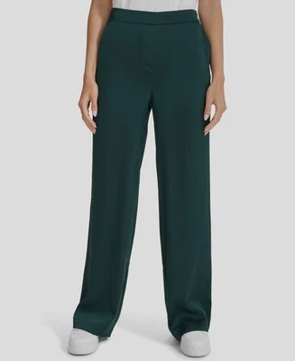 Pantalones para mujer Calvin Klein verdes elásticos espalda pierna ancha talla S Foto 1 de 3