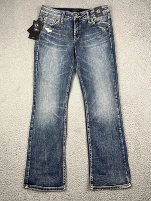 Silver Jeans Co Jeans Womens 28x29 Blue Stretch Elyse Curvy Mid Rise Slim Boot - Image 1 of 4