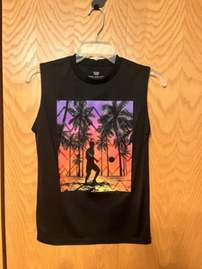 Tek Gear Surfer Graphic Black Neon Sleeveless Shirt Tank Top - Boys Size S Small - Picture 1 of 3