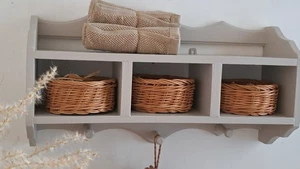 Küchenregal  Wandregal Holz taupe grau Vintage shabby chic - Bild 1 von 6