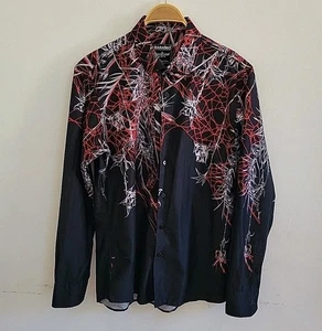 Barabas Long Sleeve Button Up Shirt Large Spiders and Web Casual Cocktail Party - Picture 1 of 13