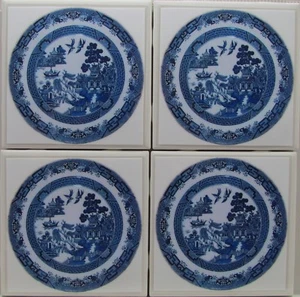 Ceramic Tile Coaster Set - Set of 4 - (Wood, Stone, Marble, Cork) - A - Picture 1 of 7