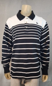 Antigua Camisa Polo Top Azul Marino Blanca Negra Cuello a Rayas ShortSlv XXL XXLARGE PARA HOMBRES USADA - Imagen 1 de 6