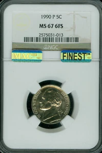 1990 P JEFFERSON NICKEL NGC MS67 6FS MAC FINEST REGISTRY MAC SPOTLESS * - Picture 1 of 3