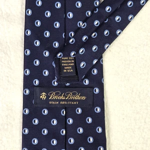 Seidenkrawatte dunkelblau oval geometrisches Muster Brooks Brothers fleckenabweisend 100 % Seide - Bild 1 von 6