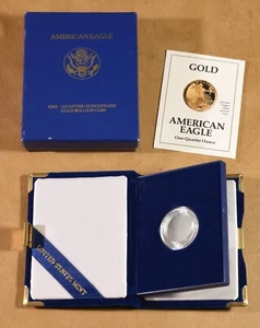 1991 Proof 1/4 oz Gold American Eagle Box and COA - No Coin - Picture 1 of 1
