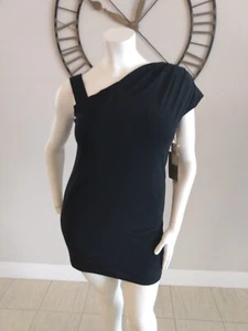 Vestido de cóctel Essentials by ABS vintage negro de un hombro para mujer talla mediana - Imagen 1 de 12