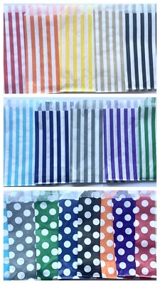 AVA GRACEFUL DESIGNS Candy Stripe Paper Sweet Bags Party Treat Buffet Pick n Mix Gift Shop Polka Dot