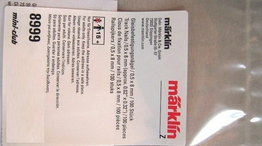 Märklin 8999, Track Nails 100 Piece for Mini Club - Z Gauge - Image 1 of 1