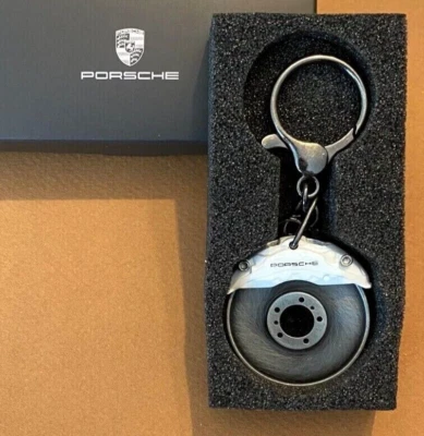 PORSCHE KEYCHAIN WHITE BRAKE DISK CALIPER KEY RING - Image 1 of 4