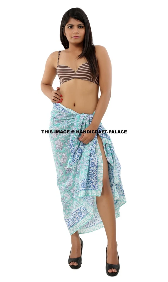 Soft Pure Cotton Hand Block Beautiful Bikini Swimwear Sarong Pareo Beach Wear  - Image 1 of 1