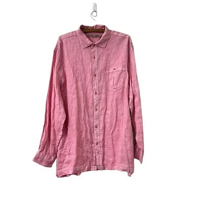Raffi Linea Uomo Mens Pink Linen Button Down Shirt Long Sleeve Size XXL - Image 1 of 4