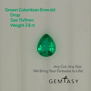 Cut stone - Emerald Colombian hydrothermal lab grown, 11x9mm 2.8ct - Picture 1 of 4