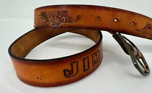 Fibbia vintage rara fatta a mano marrone lussuosa pelle ""Jim"" made in USA - Foto 1 di 13